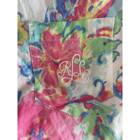 Lauren Ralph Lauren Womens Floral Sleep Shirt Size L Button Front Cotton Pajamas - Picture 7 of 7